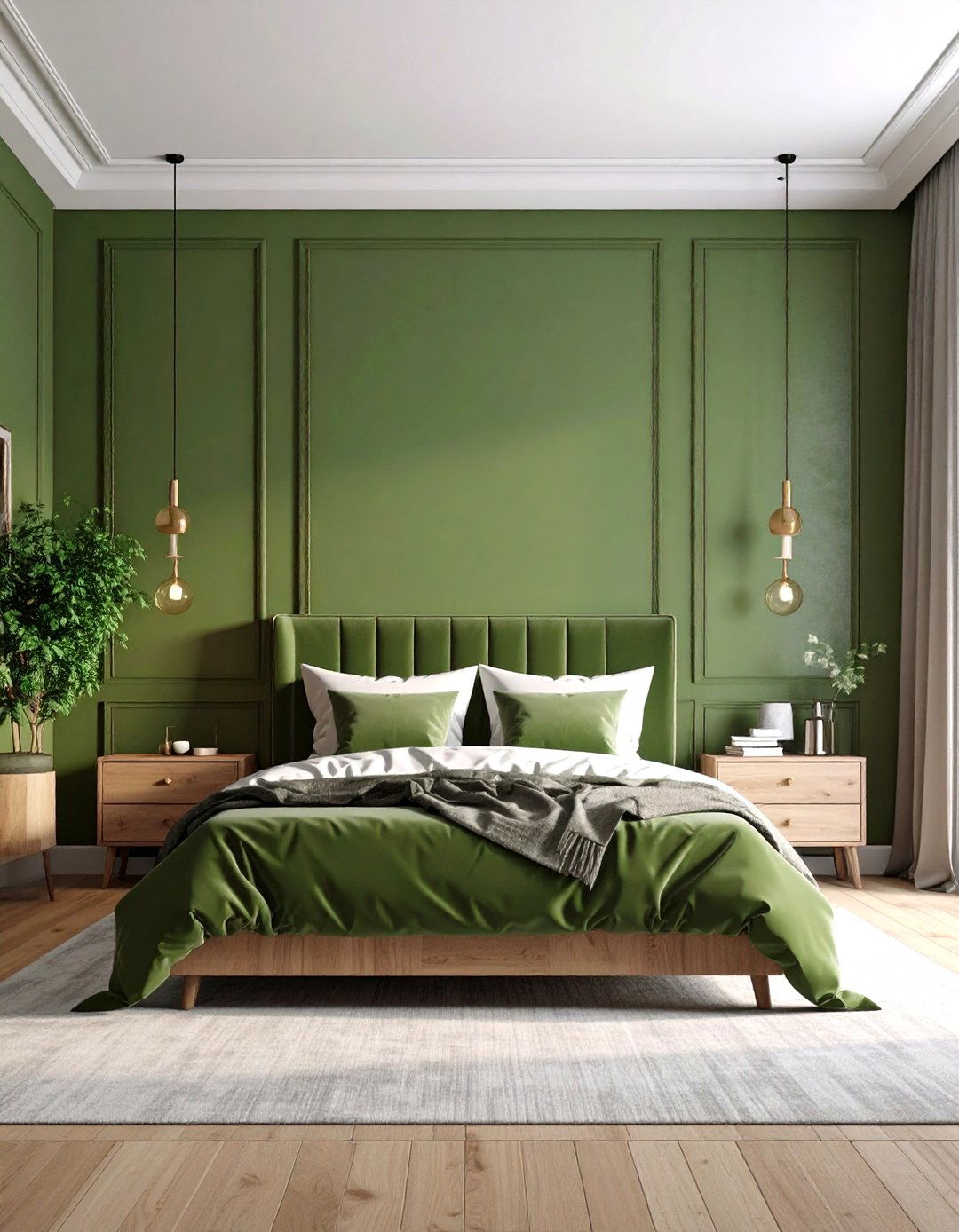 Olive Green Bedroom Color Drenched Monochromatic Scheme - 20 Olive Green Bedroom Ideas