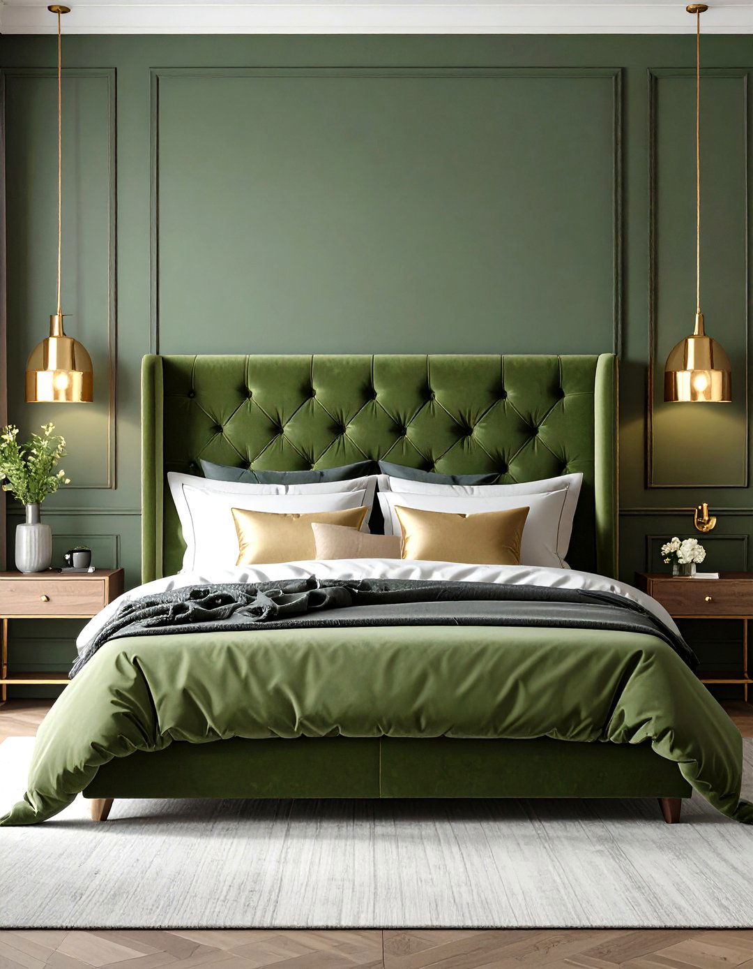 Olive Green Bedroom Headboard Upholstery - 20 Olive Green Room Ideas
