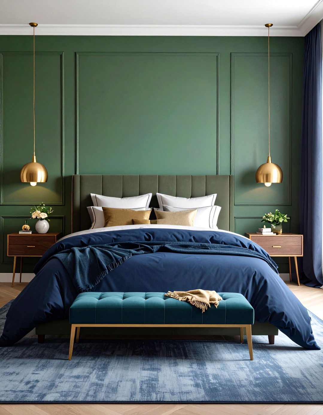 Olive Green Bedroom Navy Blue Color Combination - 20 Olive Green Bedroom Ideas