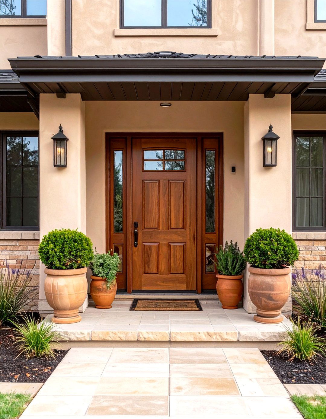 Olive Green Front Door Pairing Neutrals - 20 Green Front Door Ideas