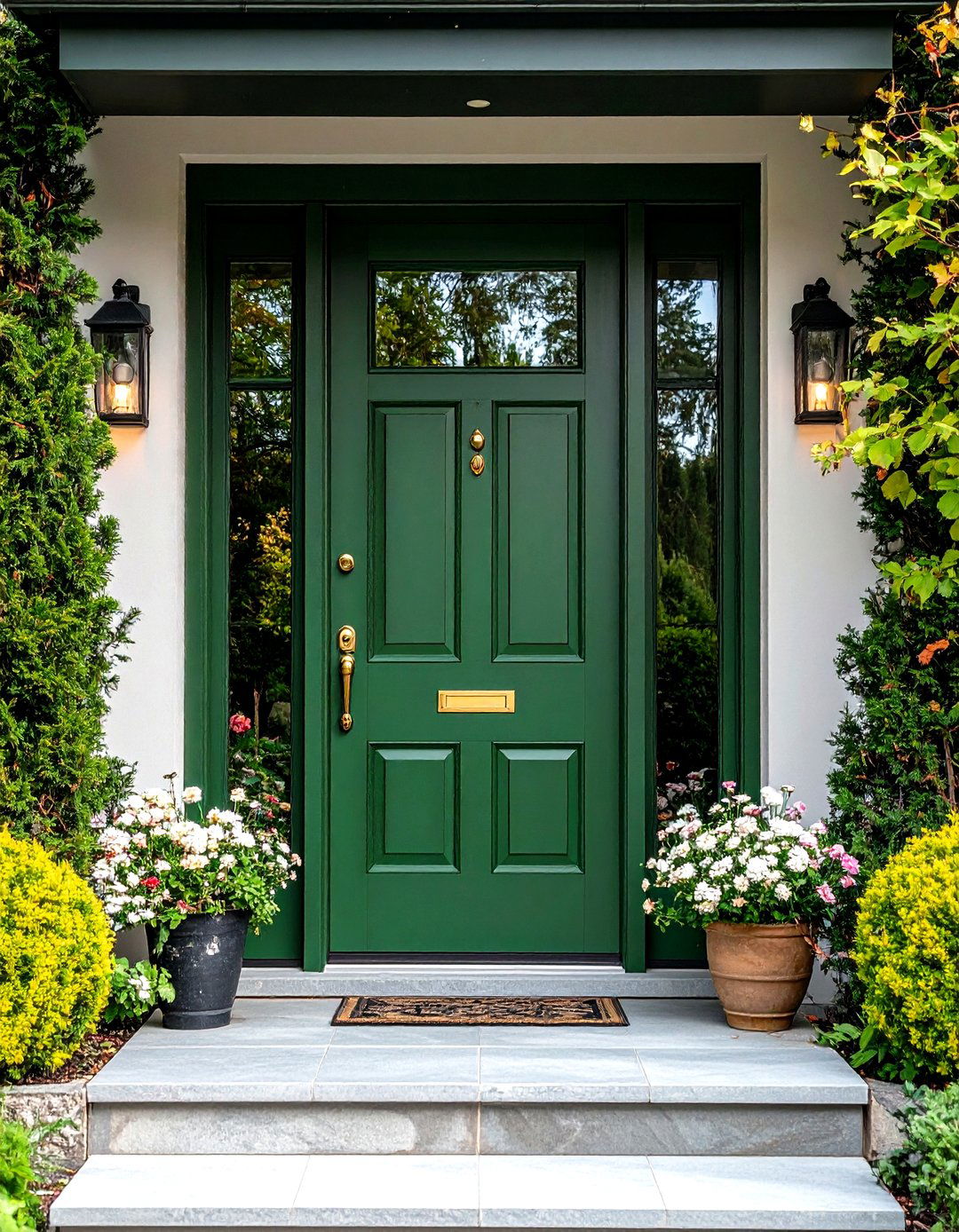 Olive Green Front Door with Glass Panel Configurations - 20 Olive Green Front Door Ideas