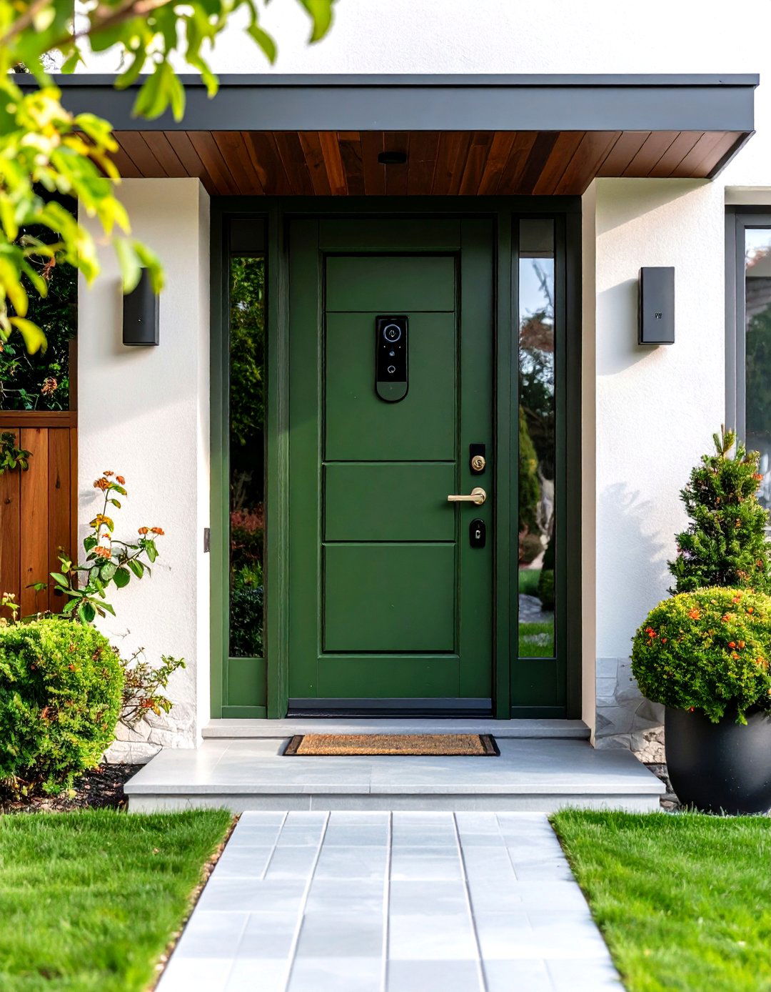 Olive Green Front Door with Smart Technology Integration - 20 Olive Green Front Door Ideas
