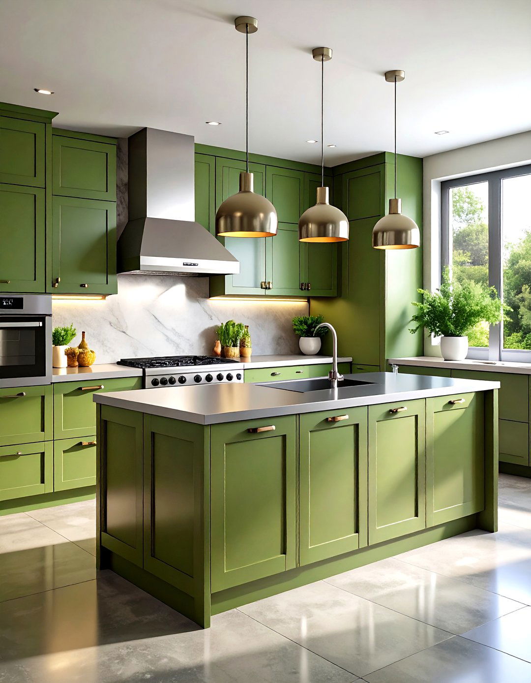 Olive Green Kitchen Cabinets with Stainless Steel Countertops - 20 Olive Green Kitchens