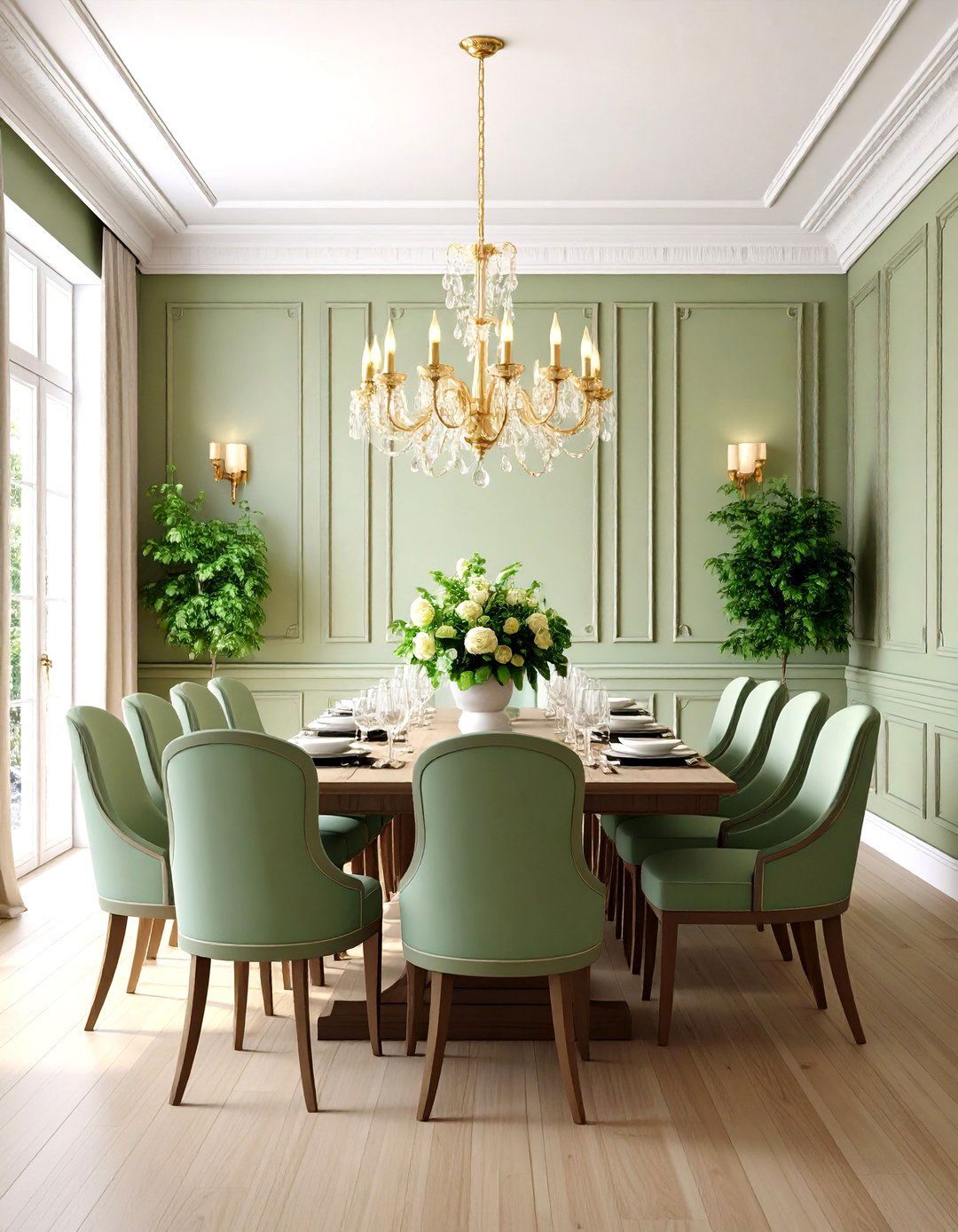Olive Green Paneling in Traditional Style - 20 Olive Green Room Ideas