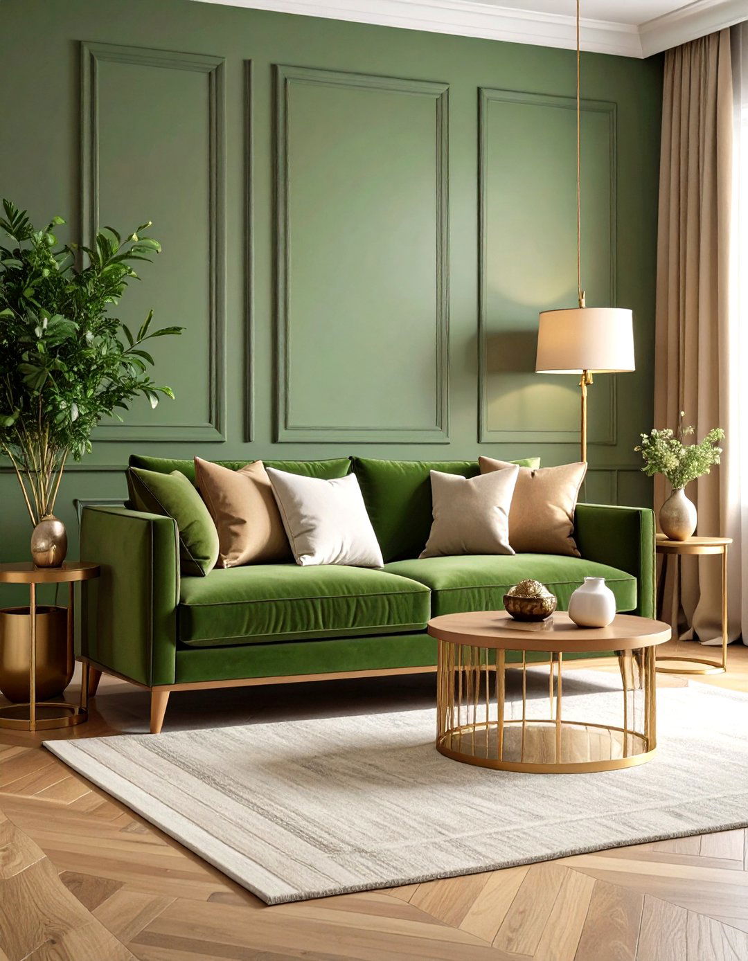Olive Green Velvet Sofa Focal Point