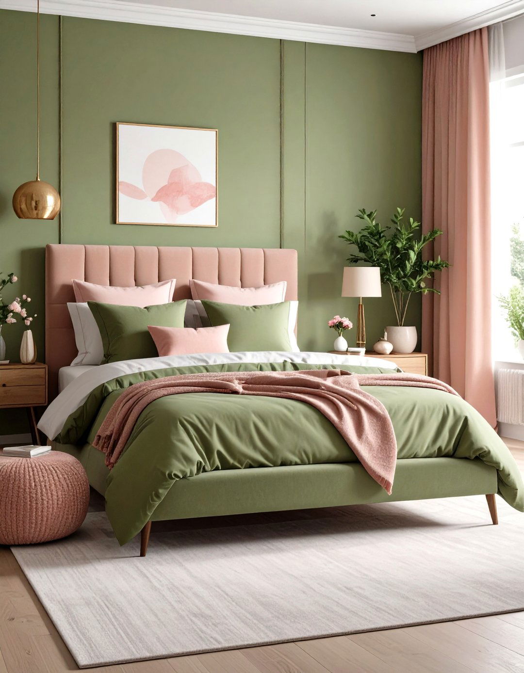 Olive Green and Pink Color Combination - 20 Olive Green Room Ideas