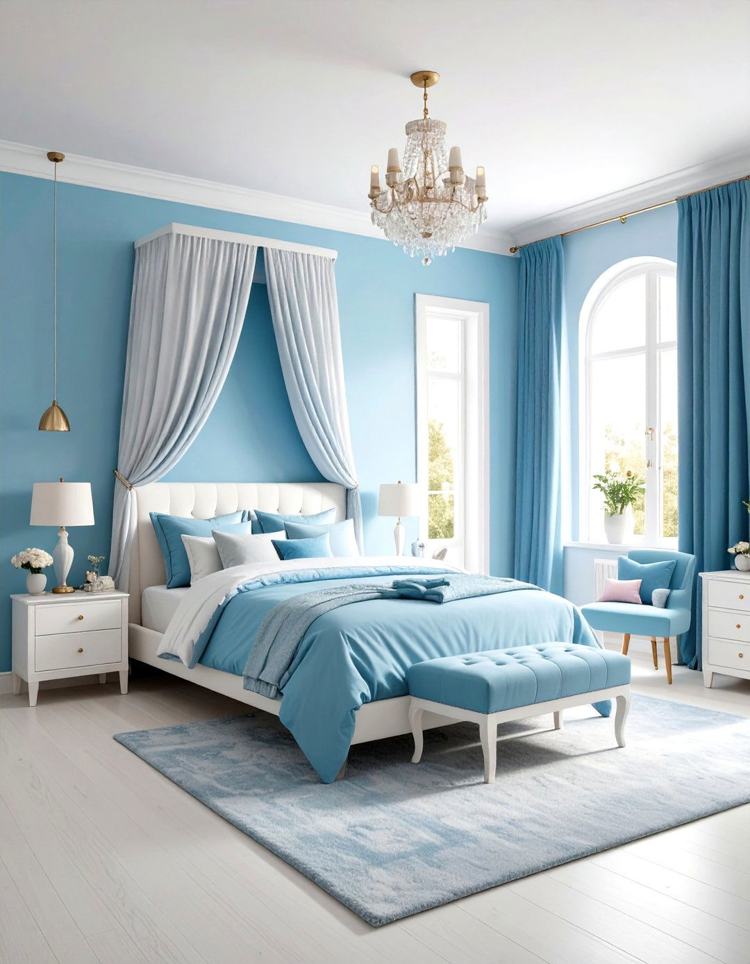 Ombre Blue Feature Wall Bedroom - 20 Girls Blue Bedroom Ideas