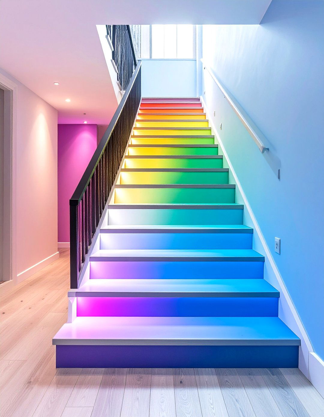 Ombre Gradient Painted Stair Effect - 20 Painted Stair Ideas