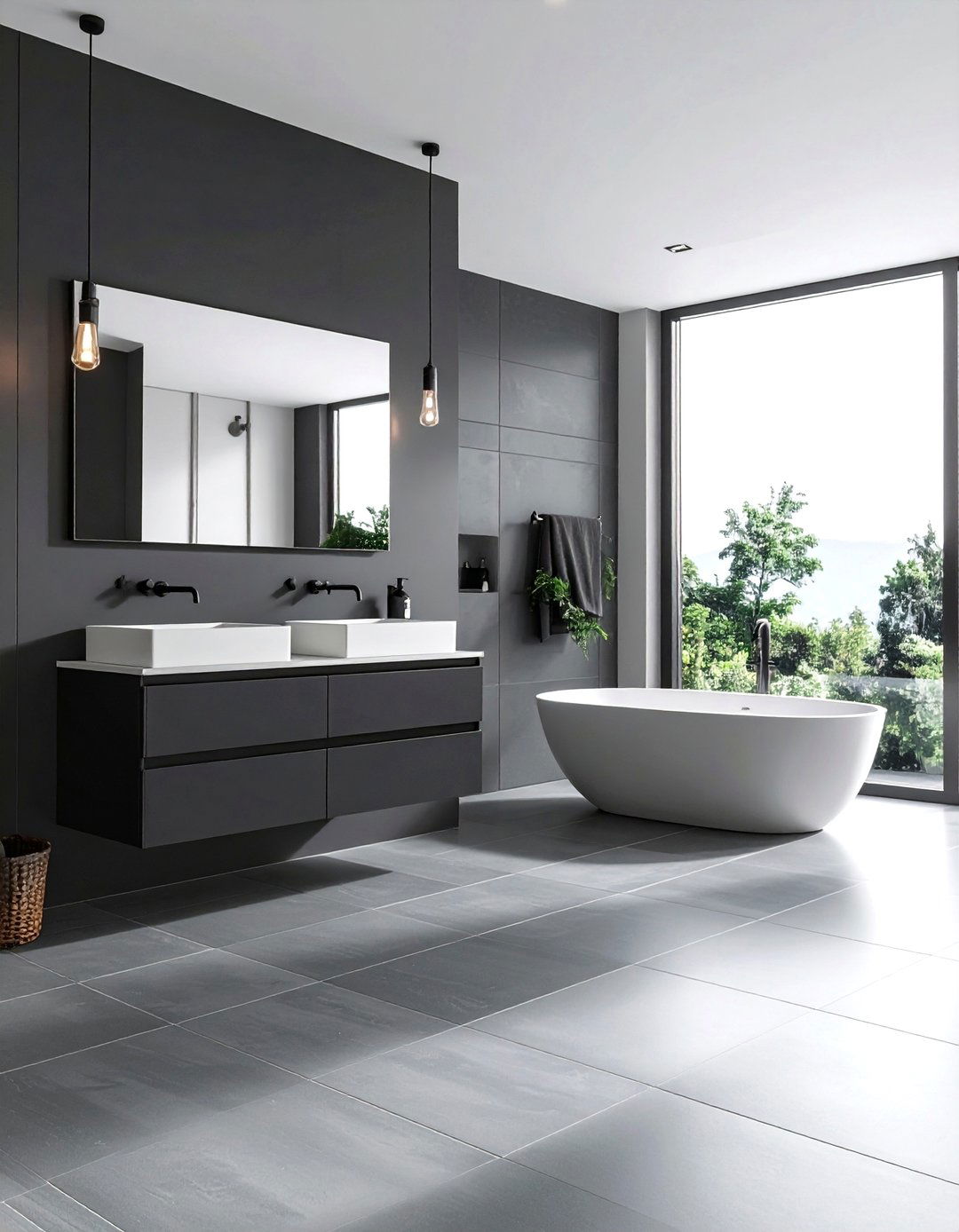Ombre Gray Gradient Tiles Create Depth - 20 Gray Floor Bathroom Ideas