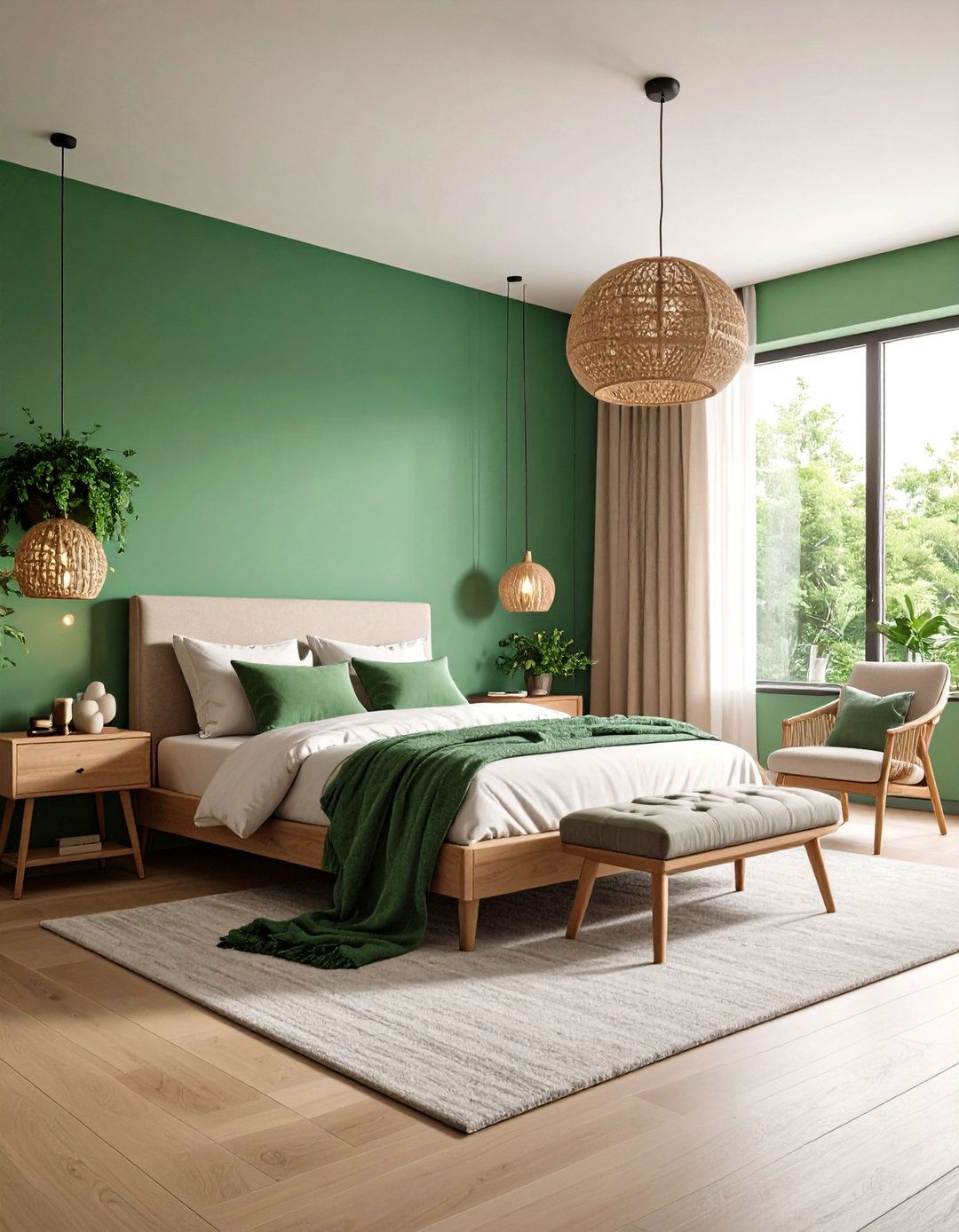 Ombre Green Accent Wall Fades from Light to Deep - 20 Green Accent Wall Ideas