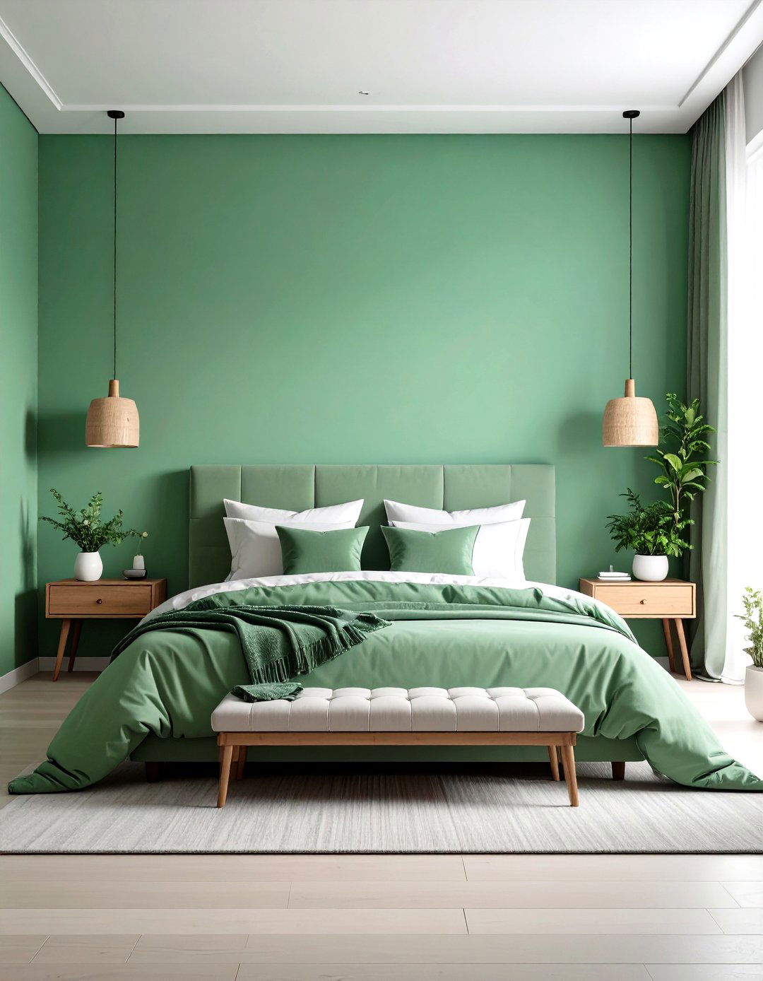 Ombre Green Bedroom Wall for Subtle Depth - 20 Green Bedroom Ideas