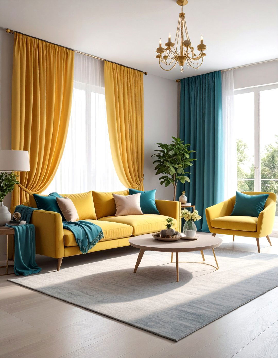 Ombre Living Room Curtain Gradient - 20 Living Room Curtain Ideas