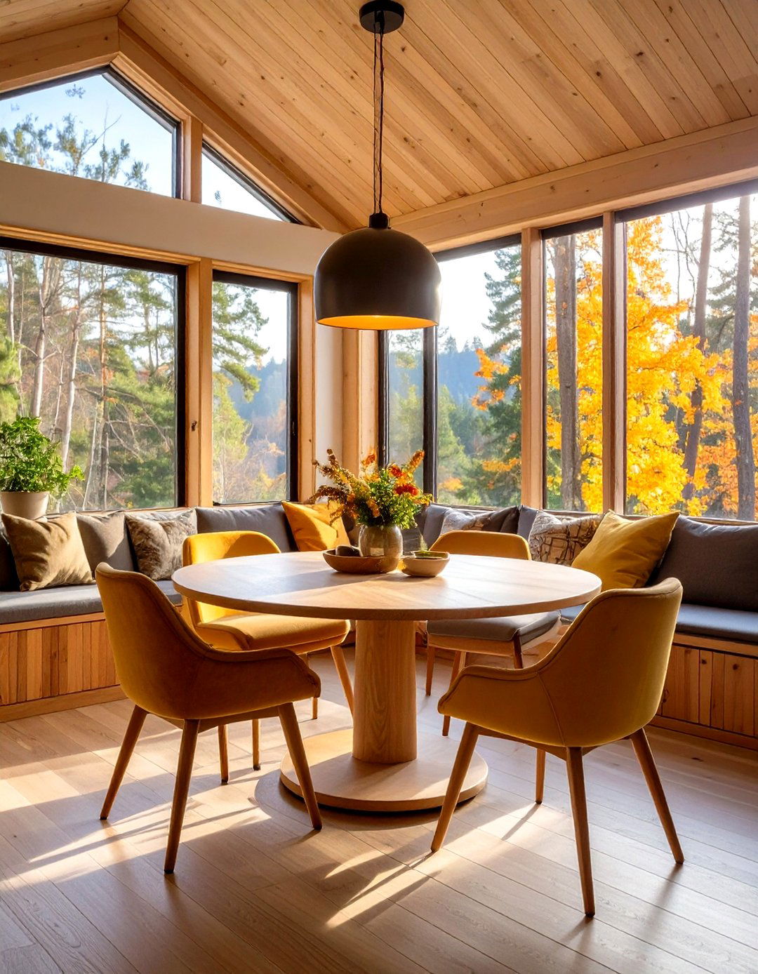 One Room Cabin Compact Dining Nook - 20 One Room Cabin Interior Design Ideas
