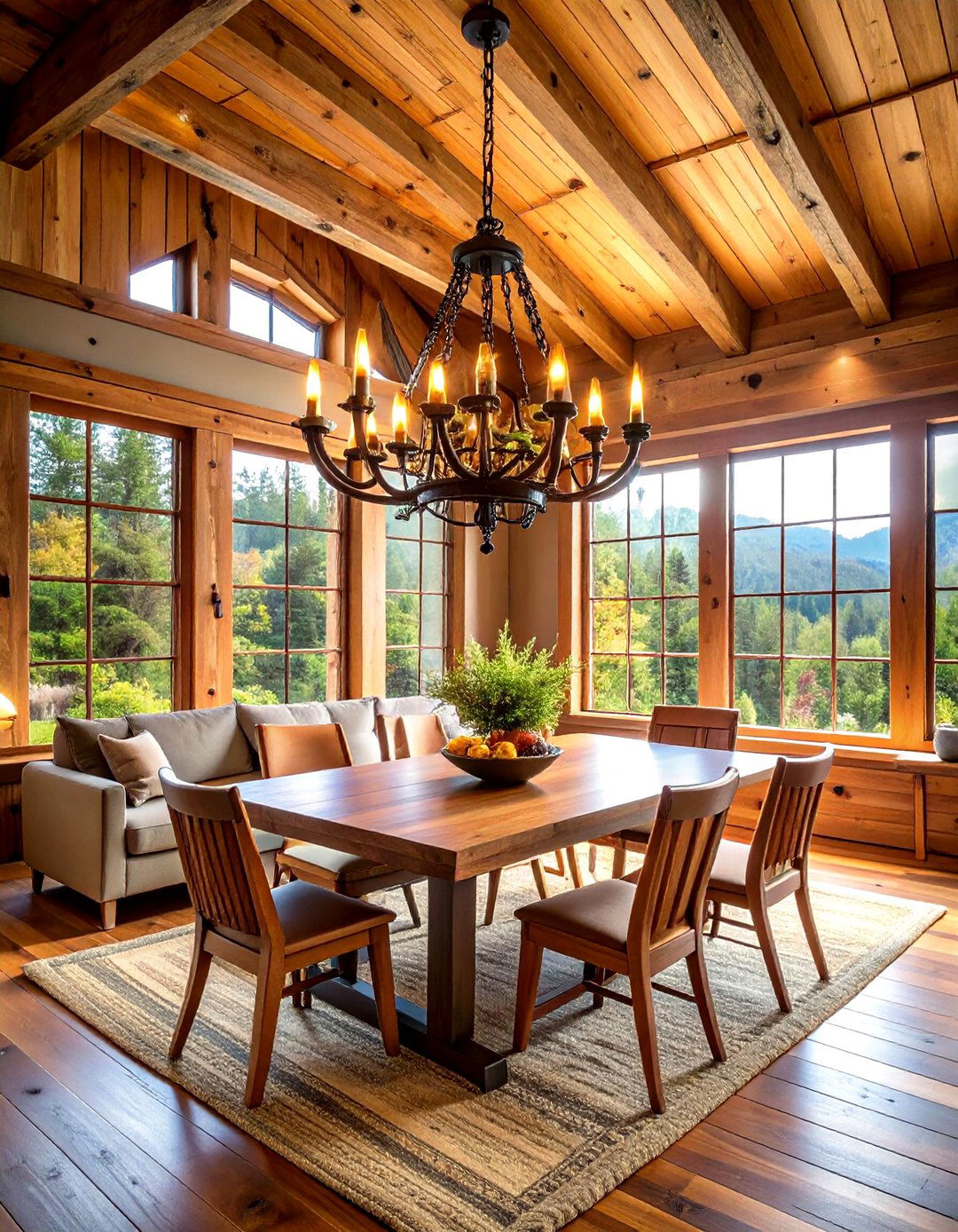 One Room Cabin Rustic Chandelier Lighting - 20 One Room Cabin Interior Design Ideas