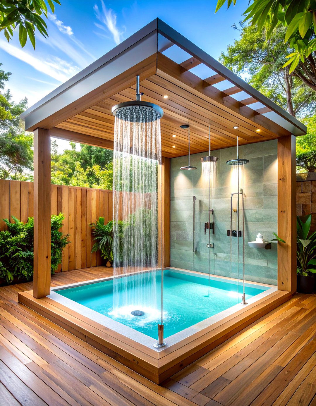 Open Air Shower Pool Bathroom - 20 Pool Bathroom Ideas