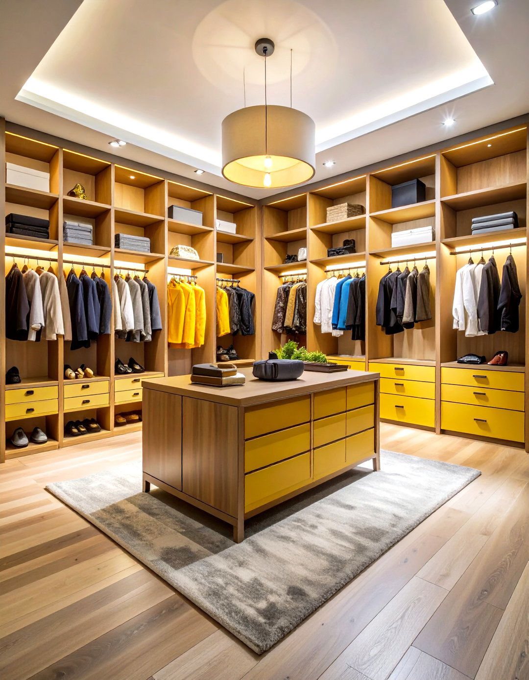 Open Closet with Central Island - 20 Open Closet Ideas