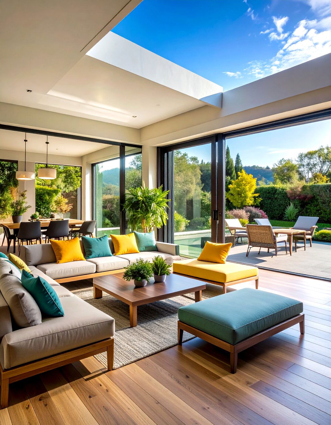 Open Concept Indoor Outdoor Connection - 20 Sunken Living Room Ideas