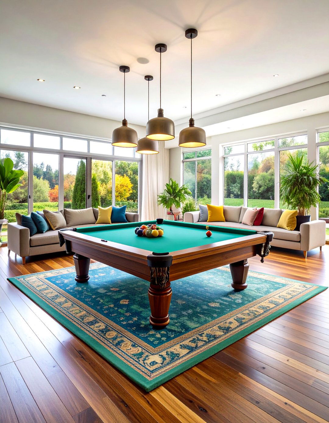 Open Concept Integrated Pool Table Room - 20 Pool Table Room Ideas