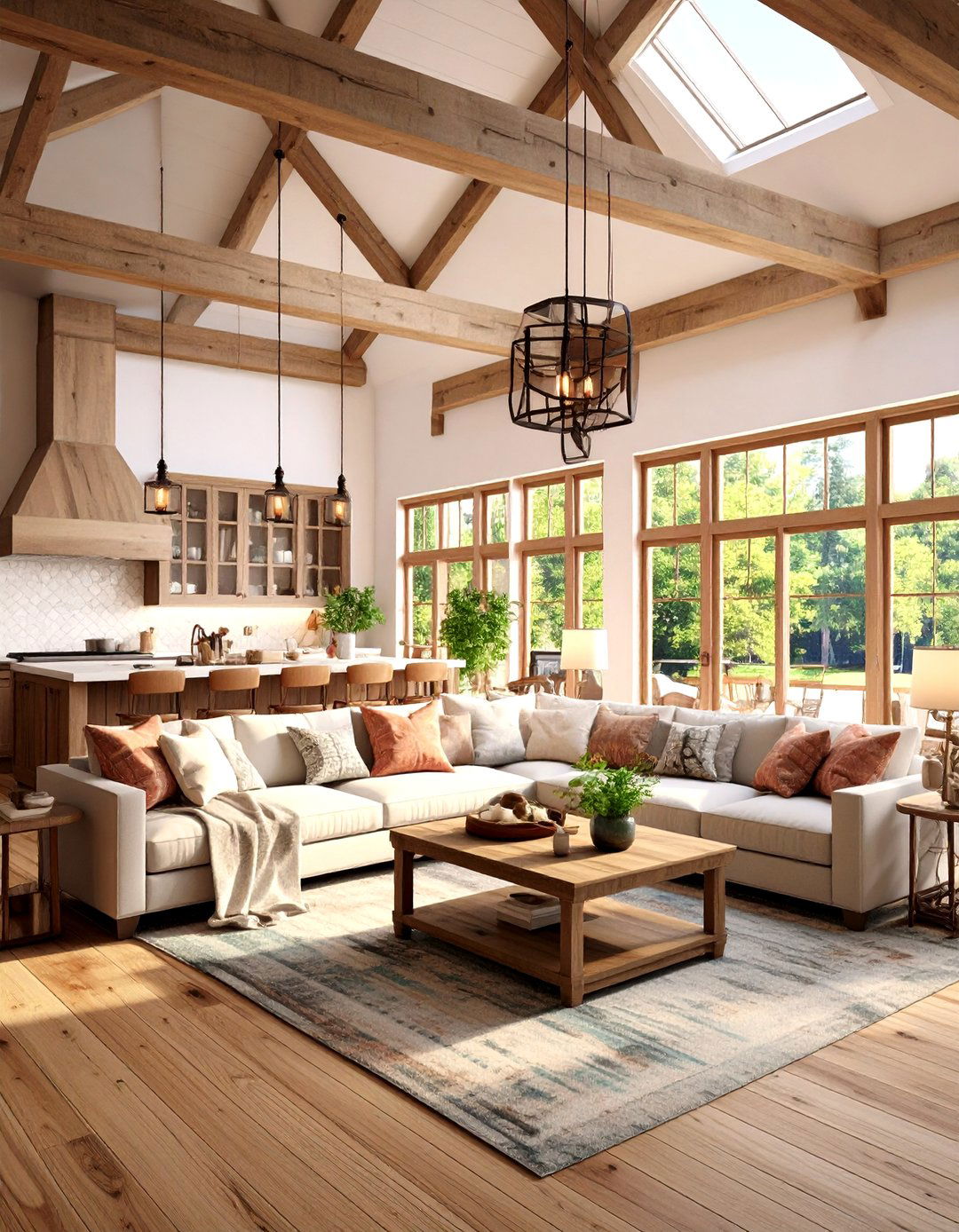 Open Concept Kitchen Cabin Living Room - 20 Cabin Living Room Ideas
