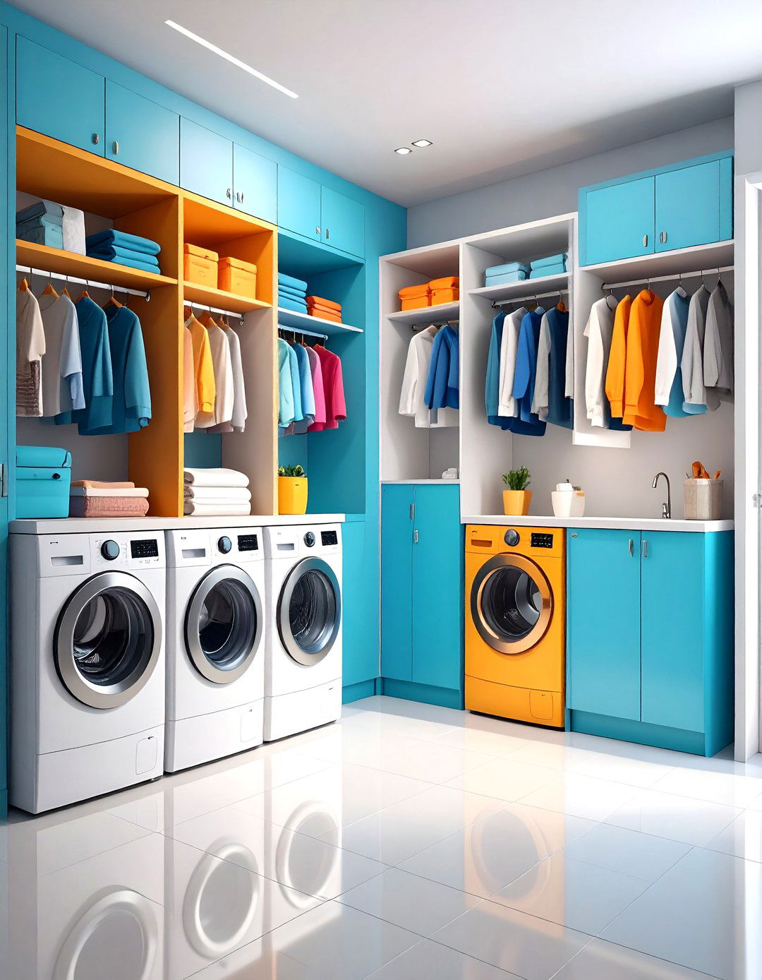 Open Concept Laundry Closet with Sliding Panels - 20 Laundry Closet Ideas