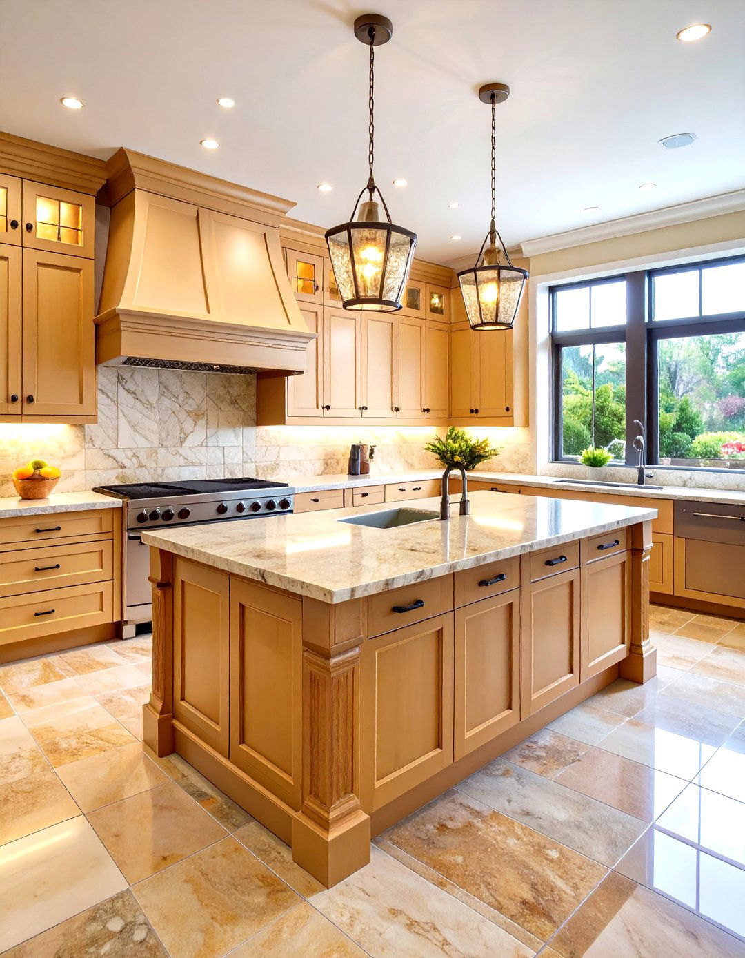 Open Concept Travertine Floor Kitchen with Seamless Flow - 20 Travertine Floor Kitchen Ideas