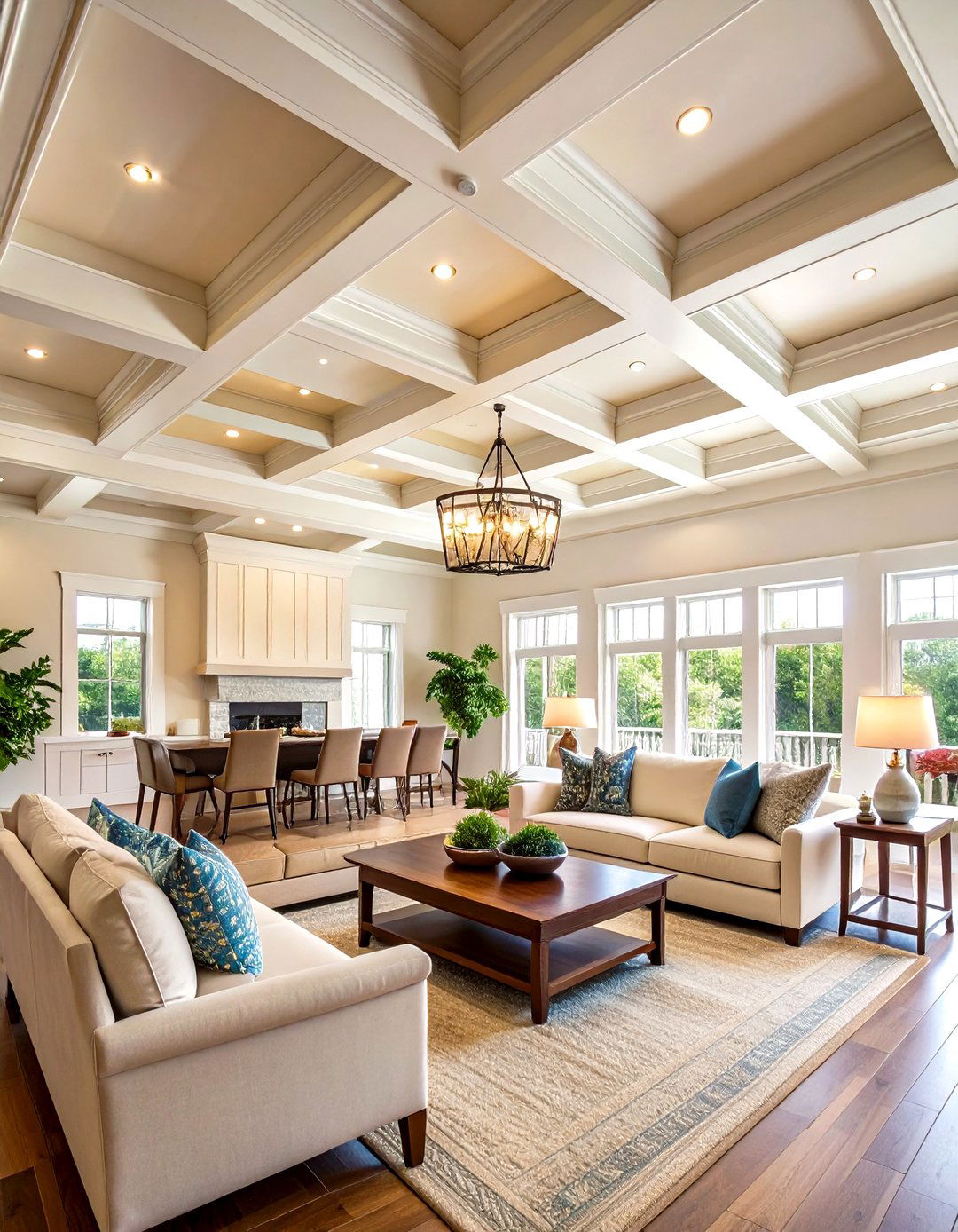 Open Floor Plan Ceiling Design with Architectural Details - 20 Open Floor Plan Ideas