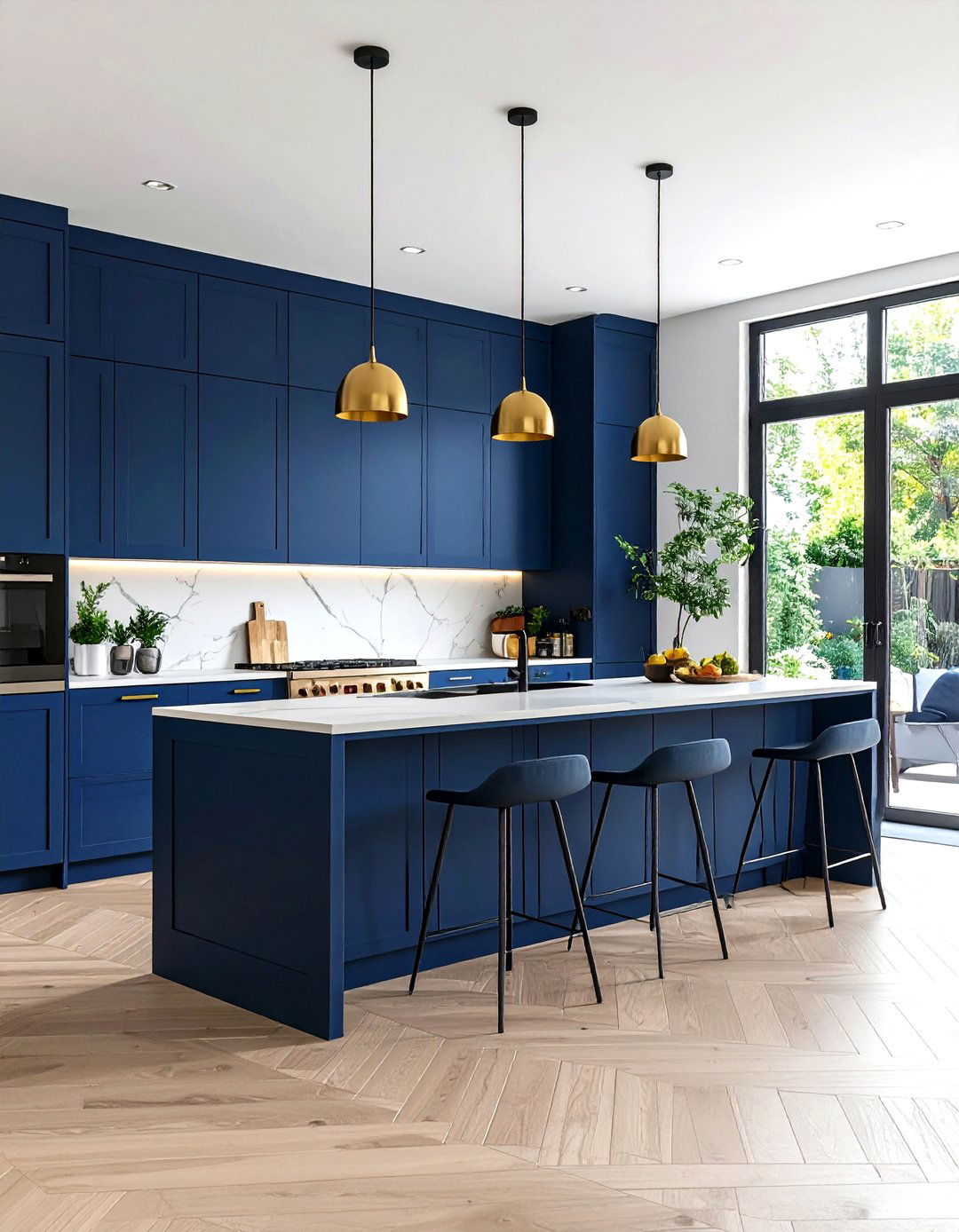 Open Kitchen Bold Color Statement Walls - 20 Open Kitchen Ideas