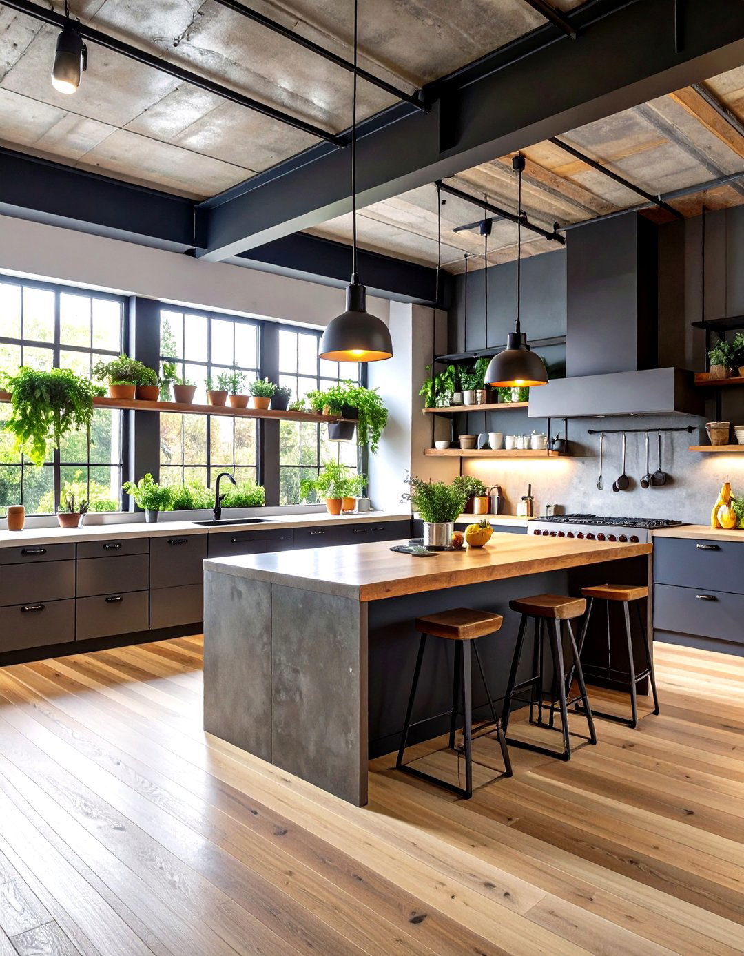 Open Kitchen Industrial Style Elements - 20 Open Kitchen Ideas