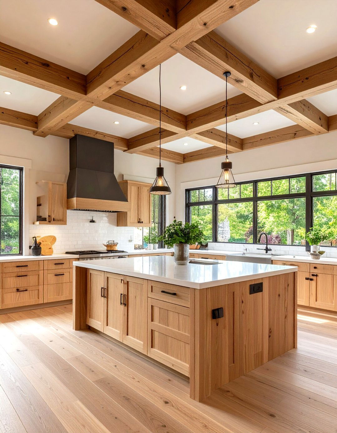 Open Kitchen Natural Wood Accent Features - 20 Open Kitchen Ideas