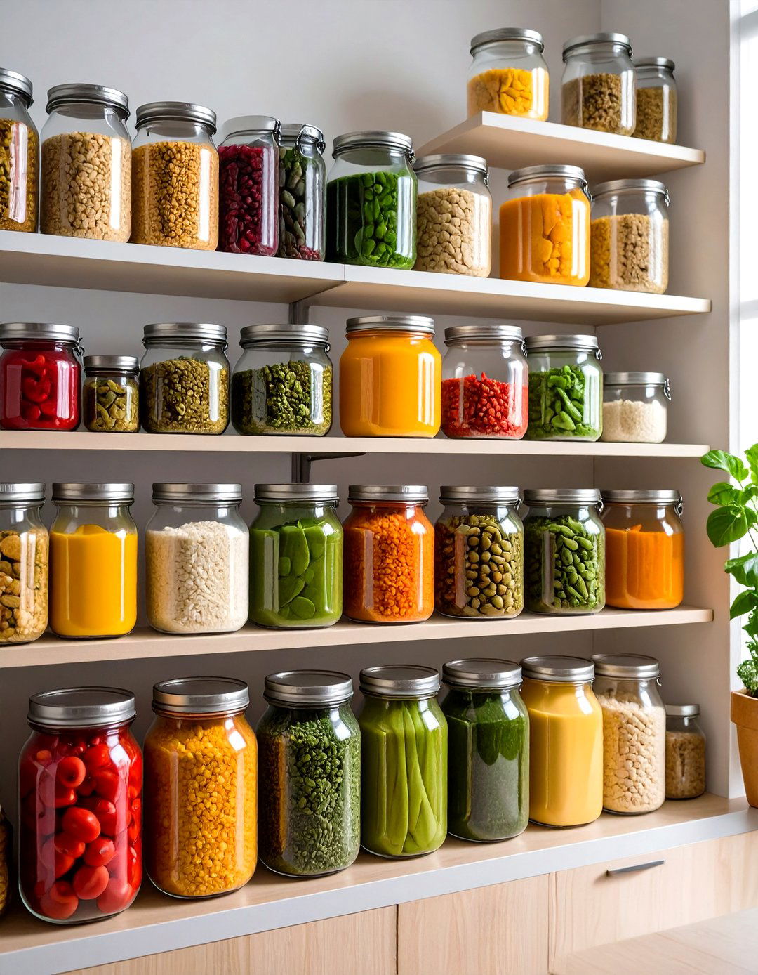 Open Pantry Color Coordinated Rainbow Organization - 20 Open Pantry Ideas