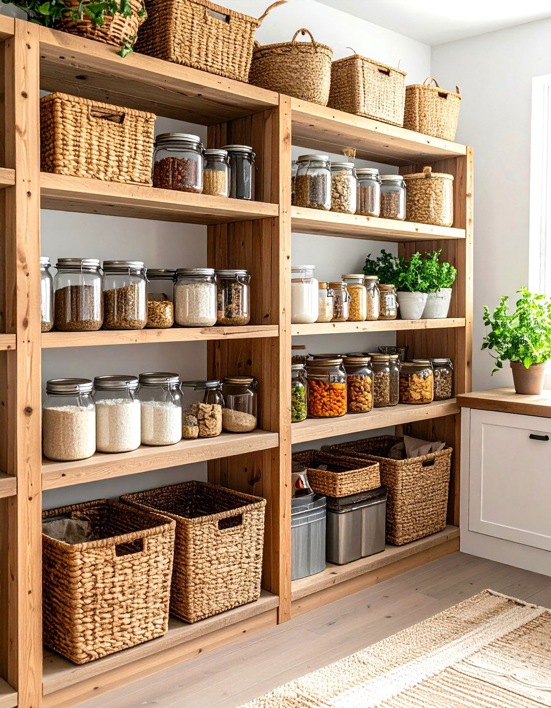 Open Pantry Farmhouse Style with Natural Elements - 20 Open Pantry Ideas