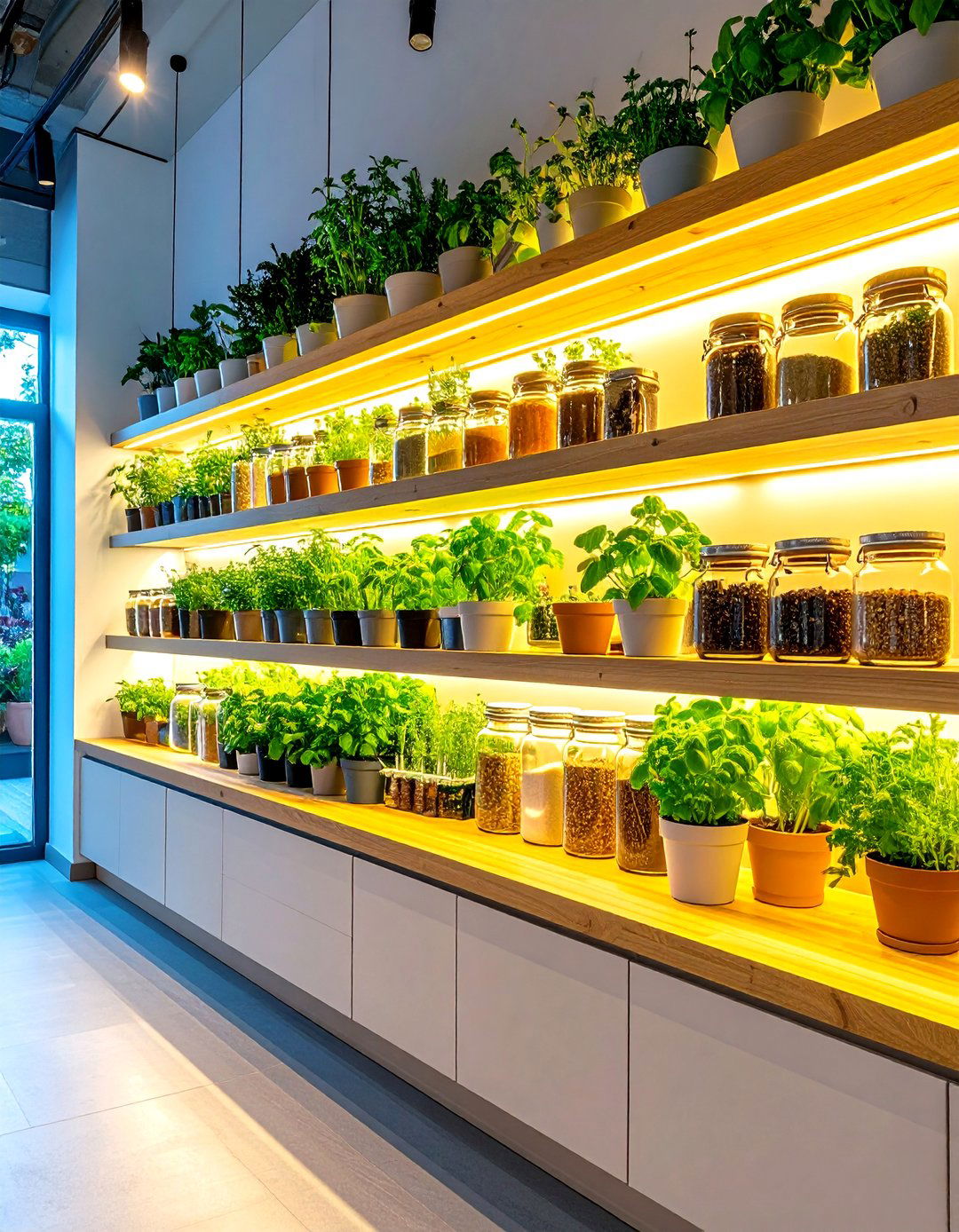 Open Pantry Herb and Spice Garden Display - 20 Open Pantry Ideas