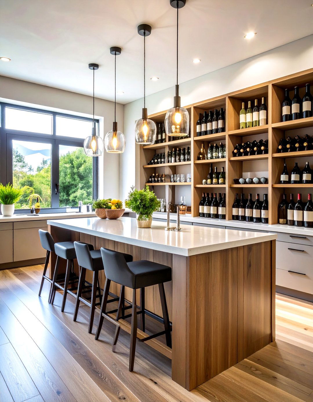 Open Pantry Wine and Entertaining Station - 20 Open Pantry Ideas