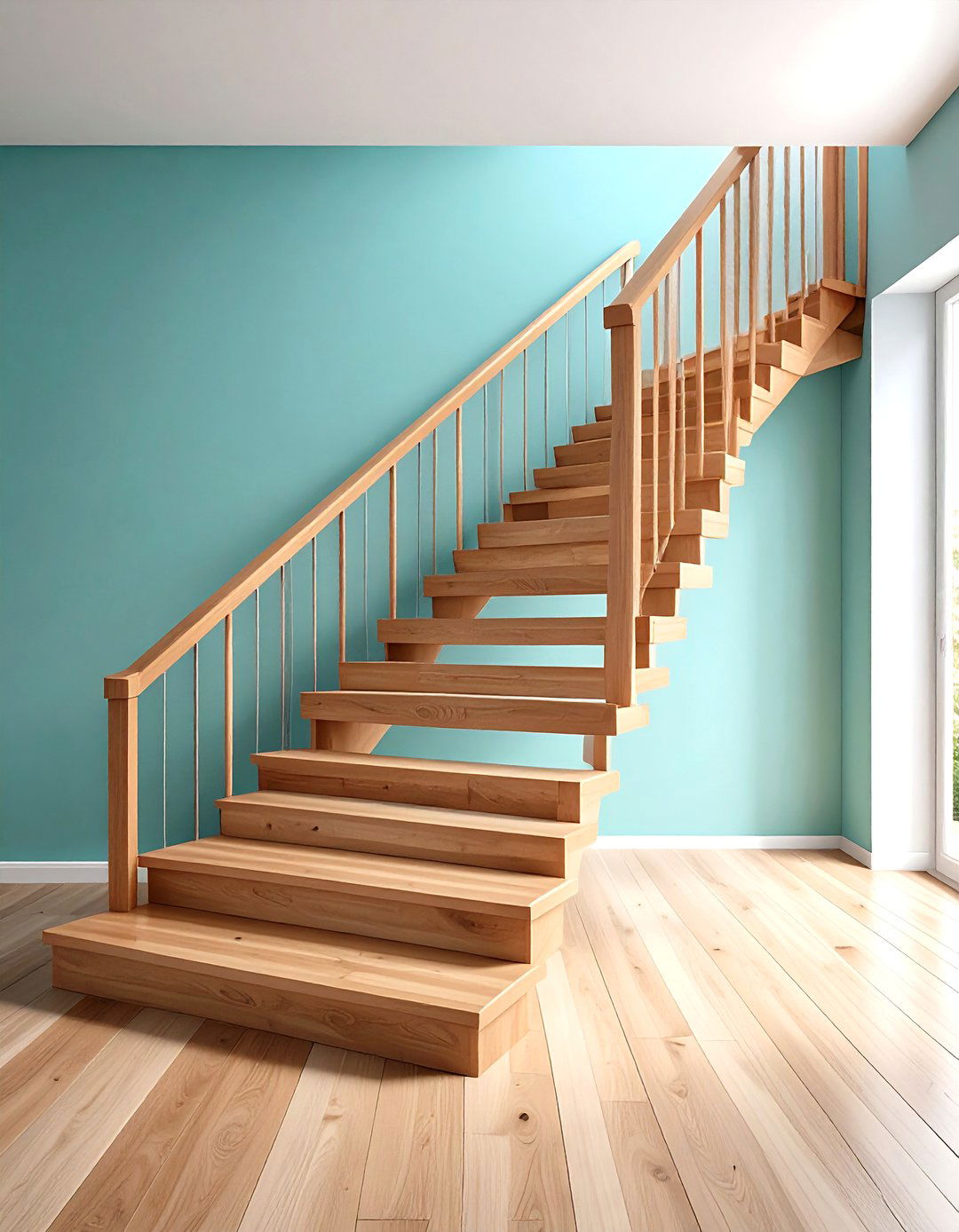Open Riser Wooden Staircase with Minimalist Design - 20 Wooden Staircase Ideas