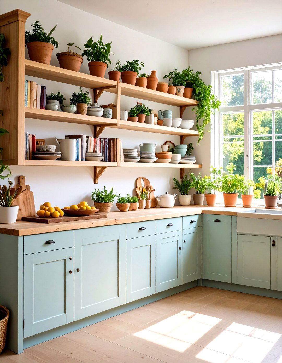 Open Shelving Displays - 20 Sunroom Kitchen Ideas