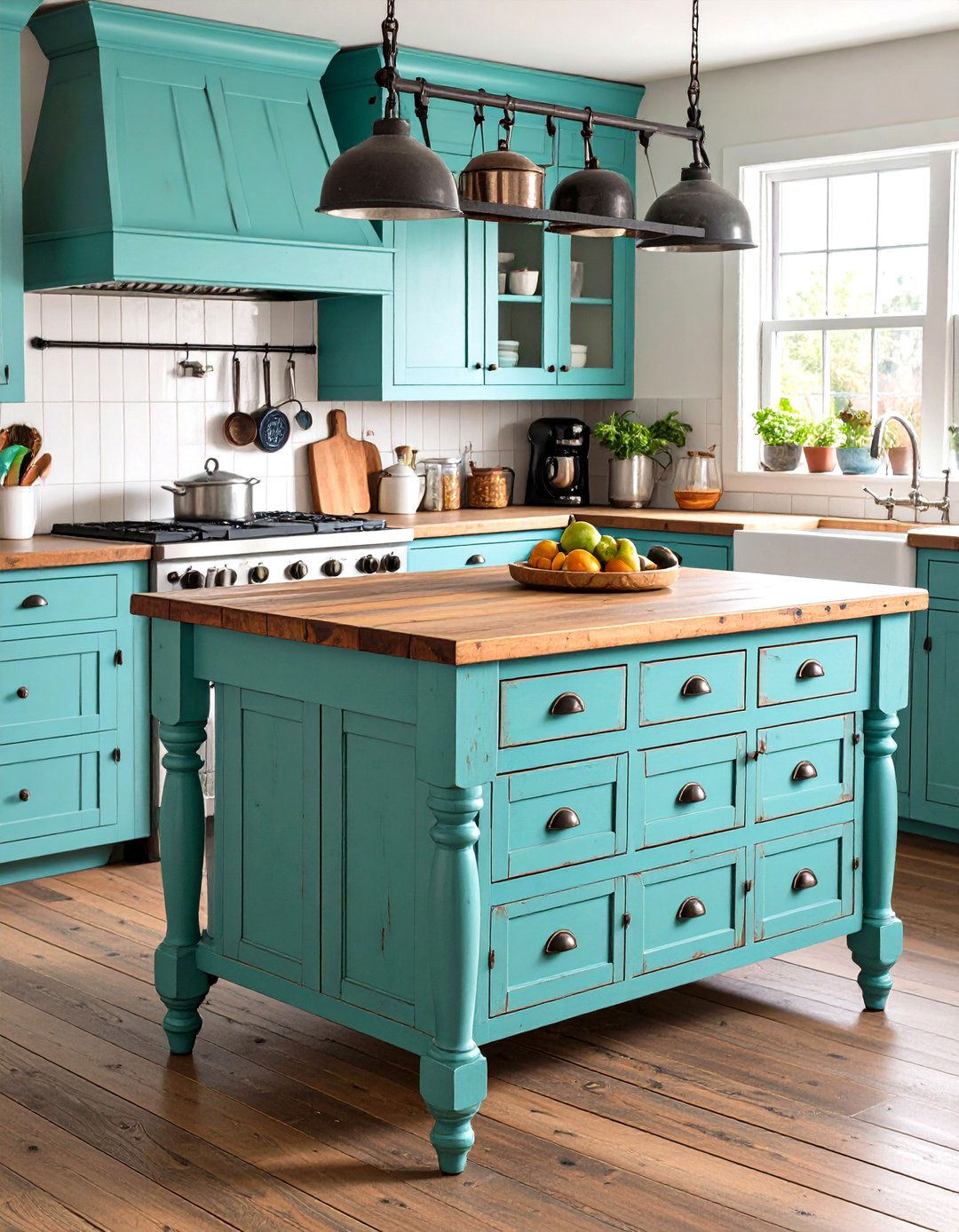 Open Shelving Farmhouse Kitchen Island Showcases Everyday Essentials - 20 Farmhouse Kitchen Island Ideas