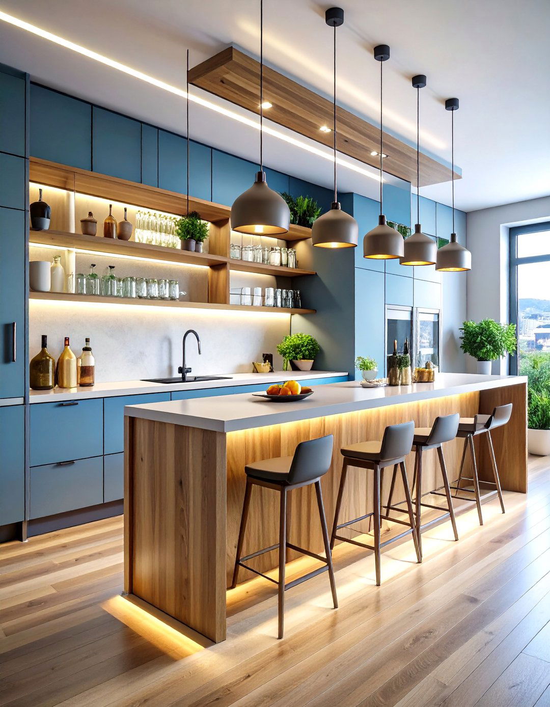 Open Shelving Kitchen Bar - 20 Kitchen Bar Ideas