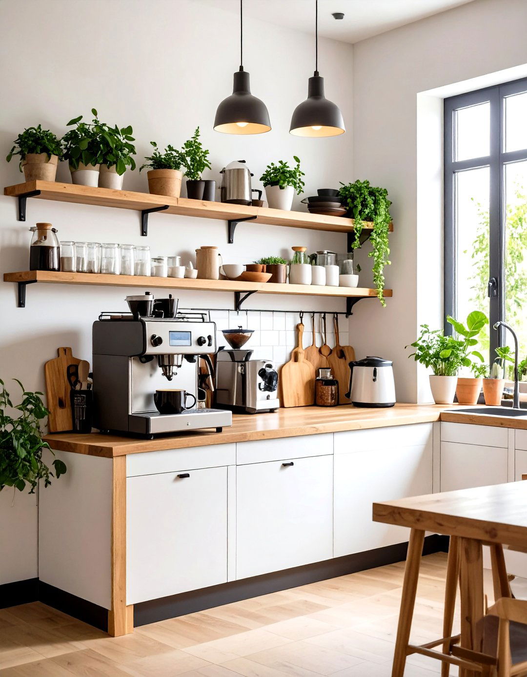 Open Shelving Kitchen Coffee Bar Station - 20 Open Shelving Kitchen Ideas