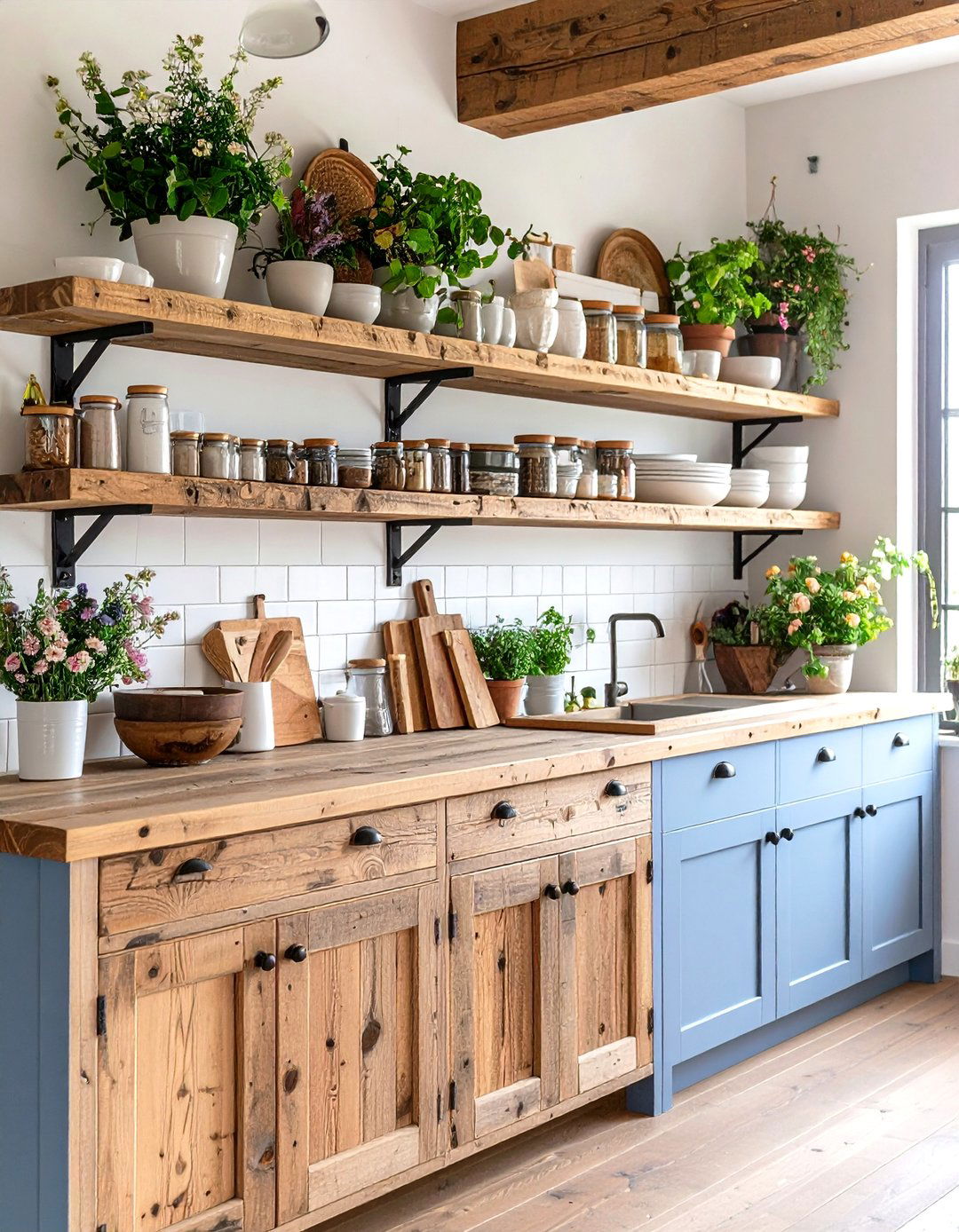 Open Shelving Kitchen Farmhouse Reclaimed Wood Design - 20 Open Shelving Kitchen Ideas