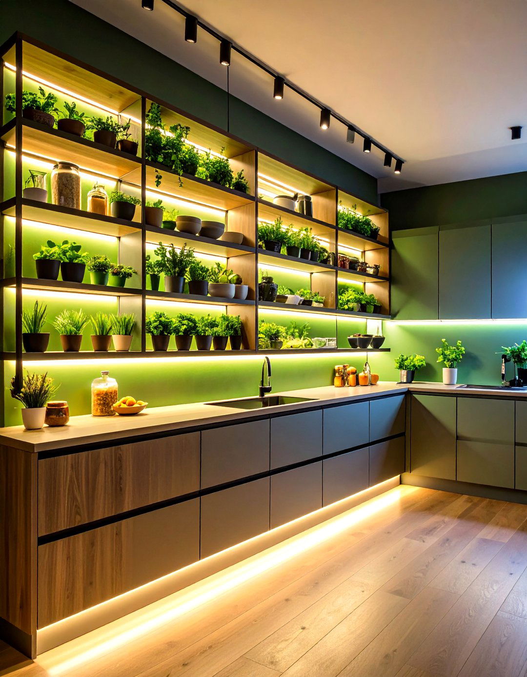Open Shelving Kitchen LED Illuminated Modern Display - 20 Open Shelving Kitchen Ideas