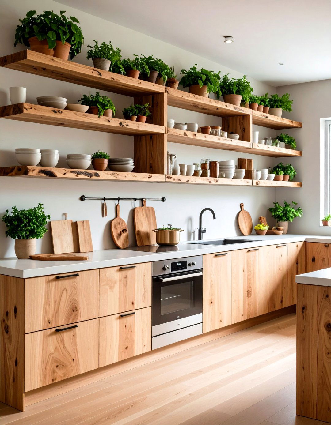 Open Shelving Kitchen Live Edge Natural Wood - 20 Open Shelving Kitchen Ideas