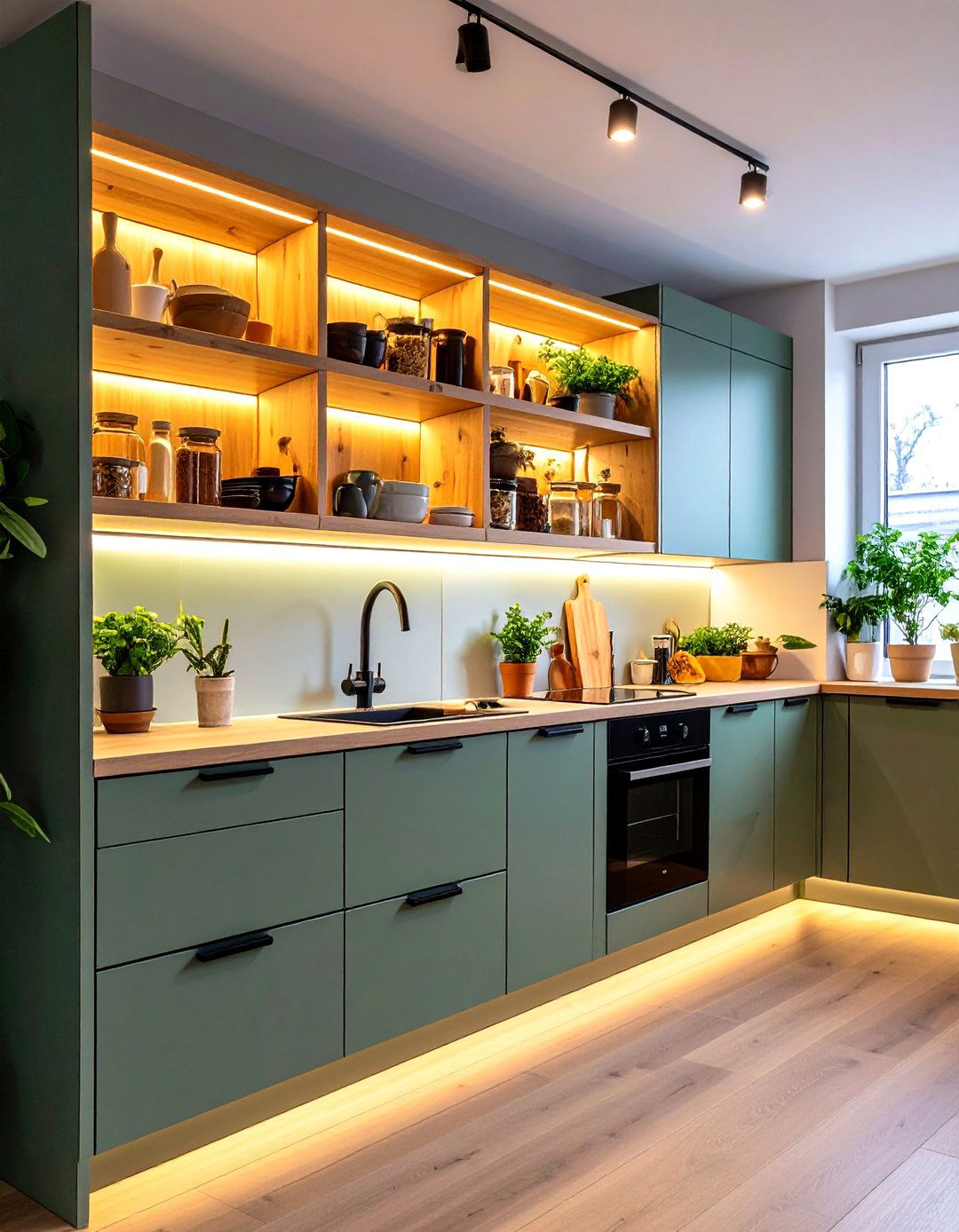 Open Shelving Lighting - 20 Small Kitchen Lighting Ideas