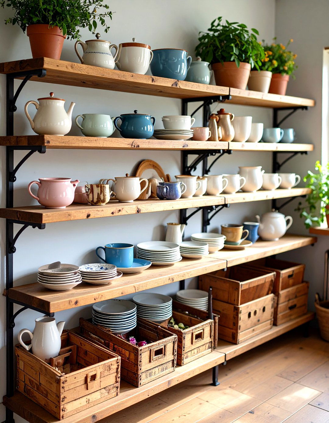Open Shelving Showcases Heirloom Dishware in a Cabin Kitchen - 20 Cabin Kitchen Ideas