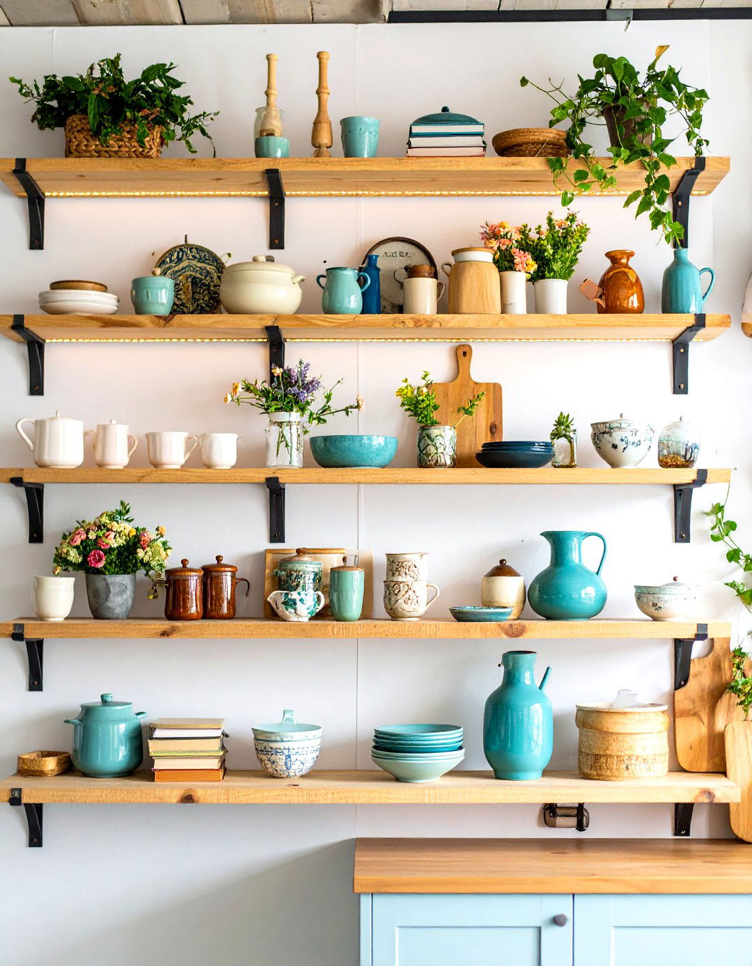 Open Shelving Showcasing Eclectic Interior Collections - 20 Eclectic Interior Design Ideas
