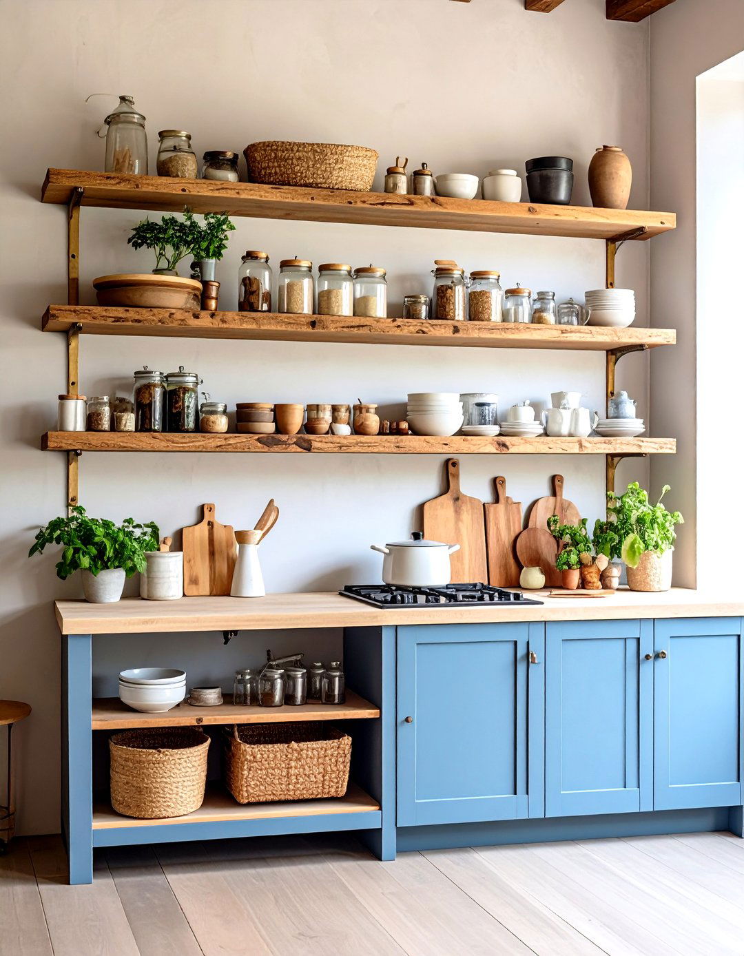 Open Shelving Shows Personality in a French Country Kitchen - 20 French Country Kitchen Ideas
