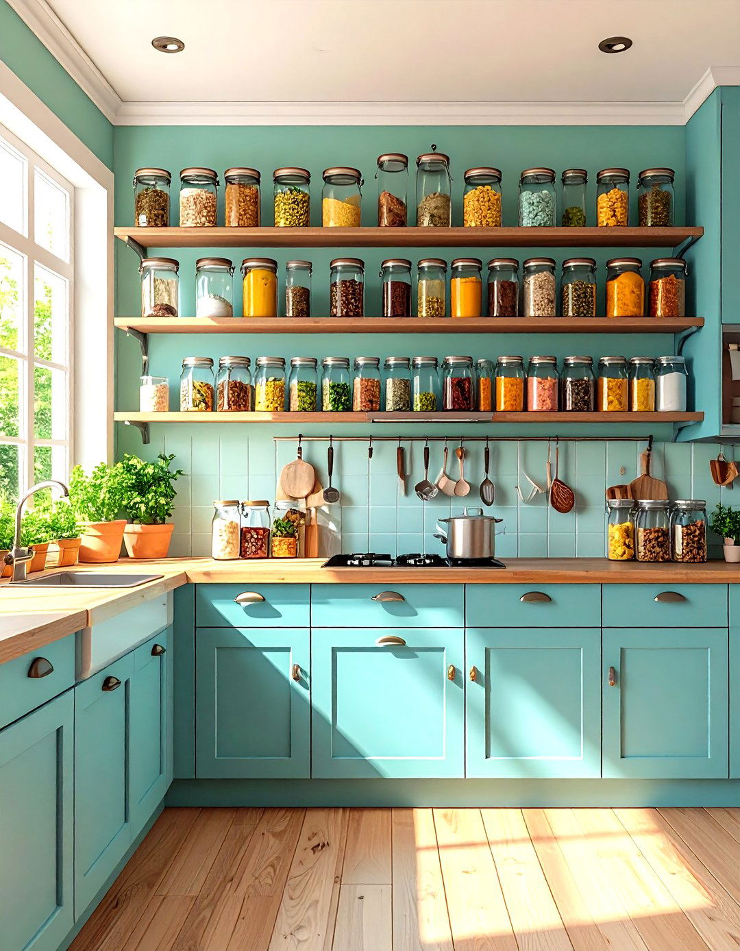 Open Shelving Townhouse Kitchen Display - 20 Townhouse Kitchen Ideas