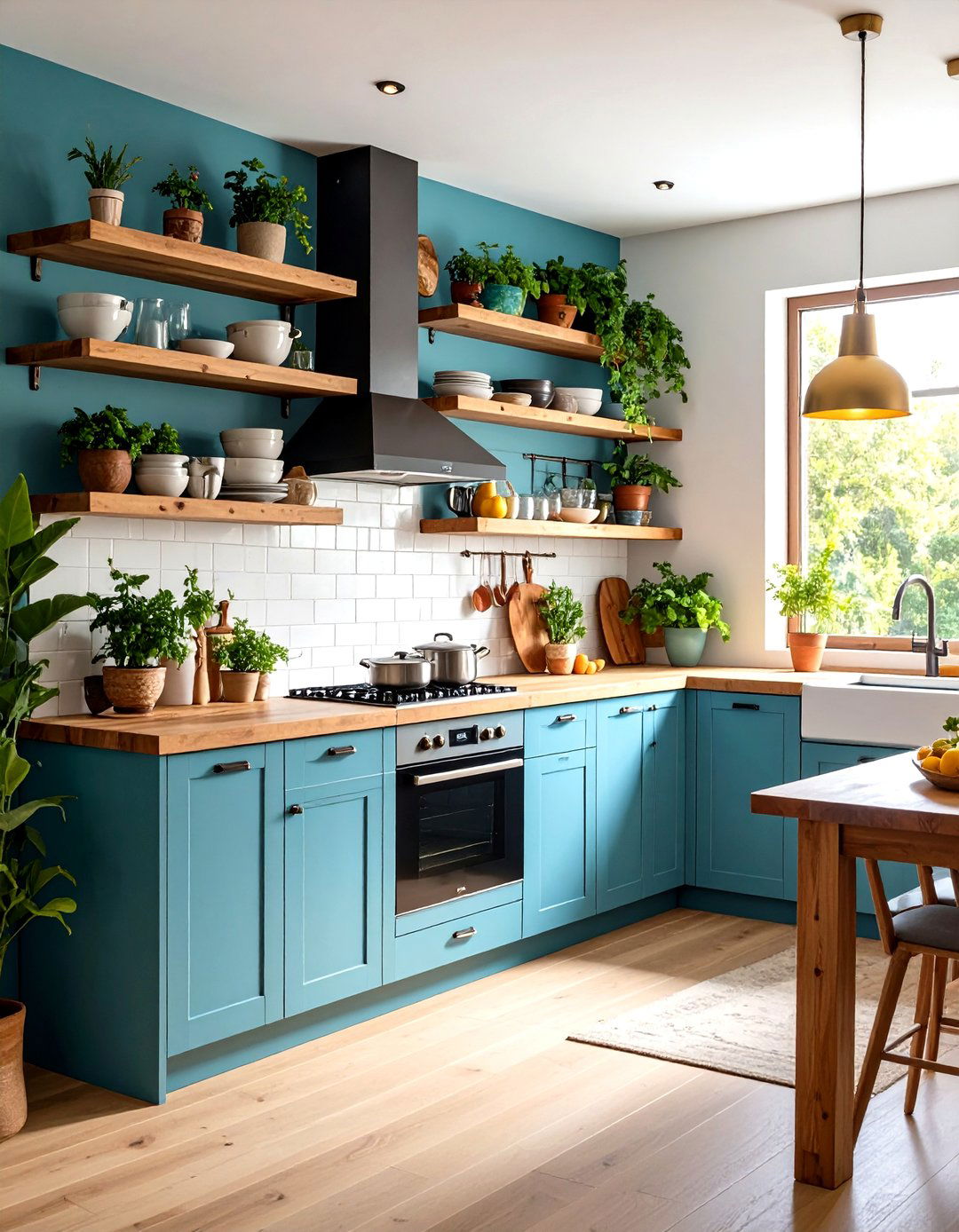 Open Shelving Transitional Kitchen with Mixed Storage - 20 Transitional Kitchen Ideas