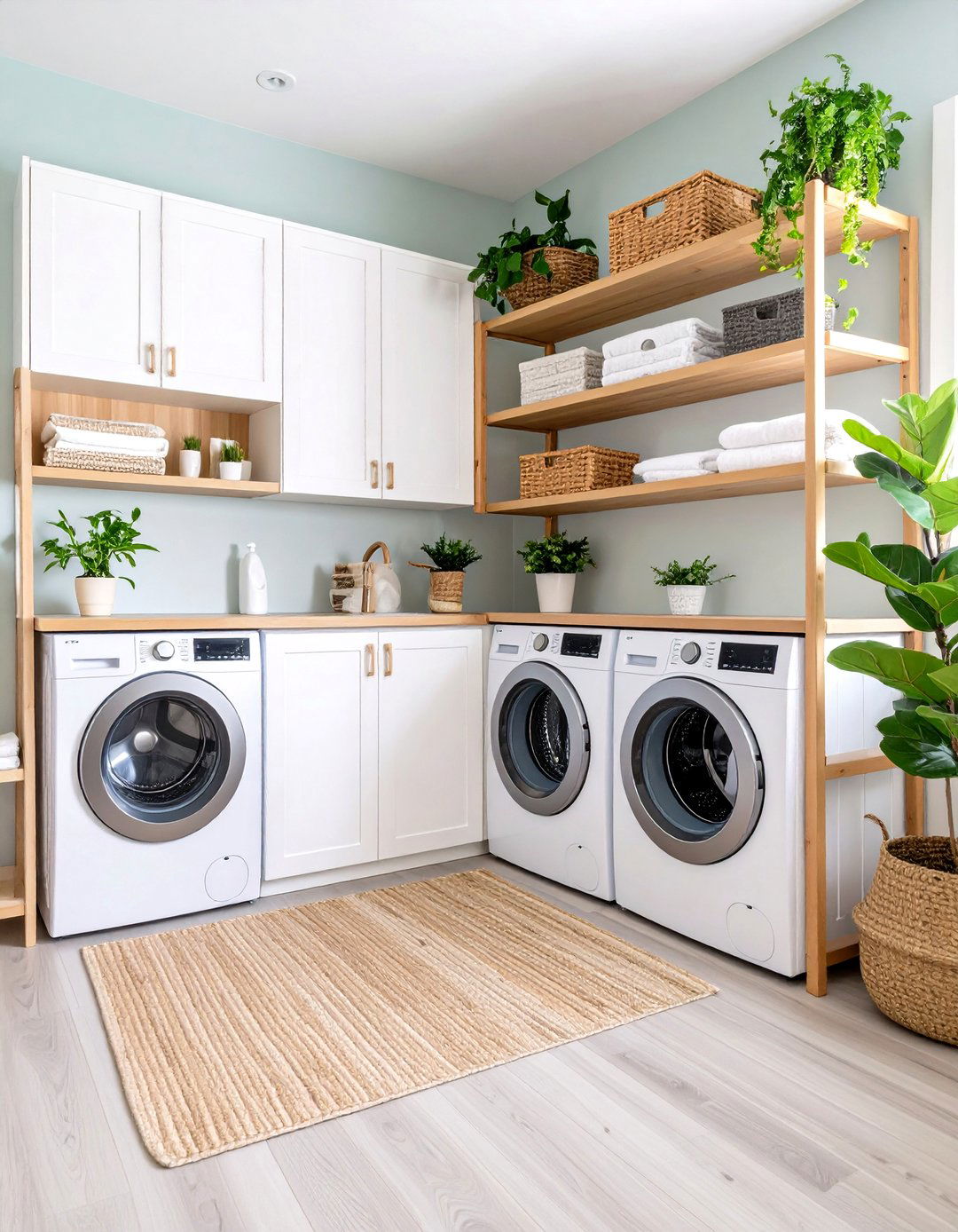 Open Shelving and Laundry Room Cabinet Combinations - 20 Laundry Room Cabinet Ideas