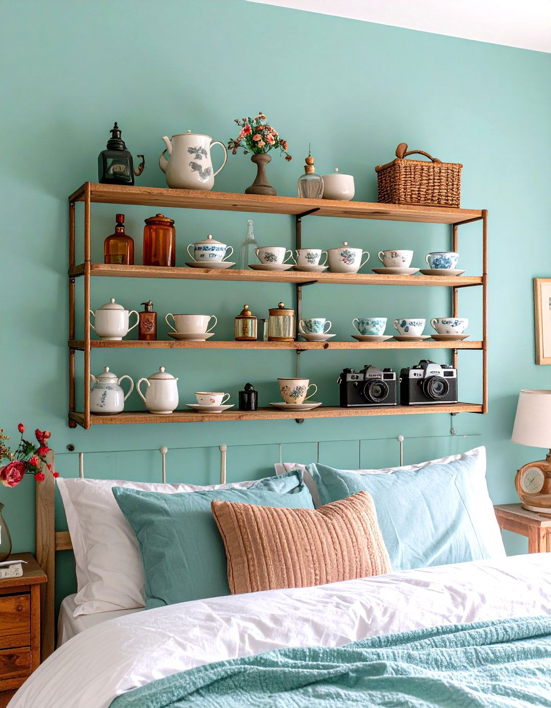 Open Shelving for Display - 20 Vintage Bedroom Ideas