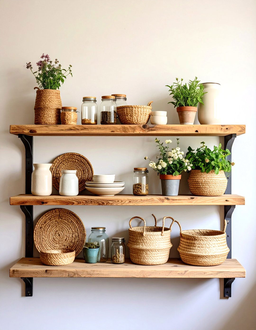 Open Shelving for Farmhouse Kitchen Storage and Display - 20 Farmhouse Kitchen Ideas